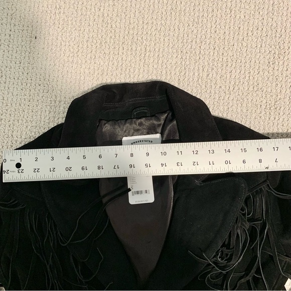 [🌟 PRICE FIRM] Free People Black Marlboro Fringe Genuine Leather Blazer Jacket - Picture 10 of 16